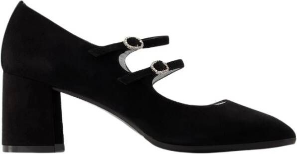 Carel Zwarte Suède Pumps met Enkelband Black Dames