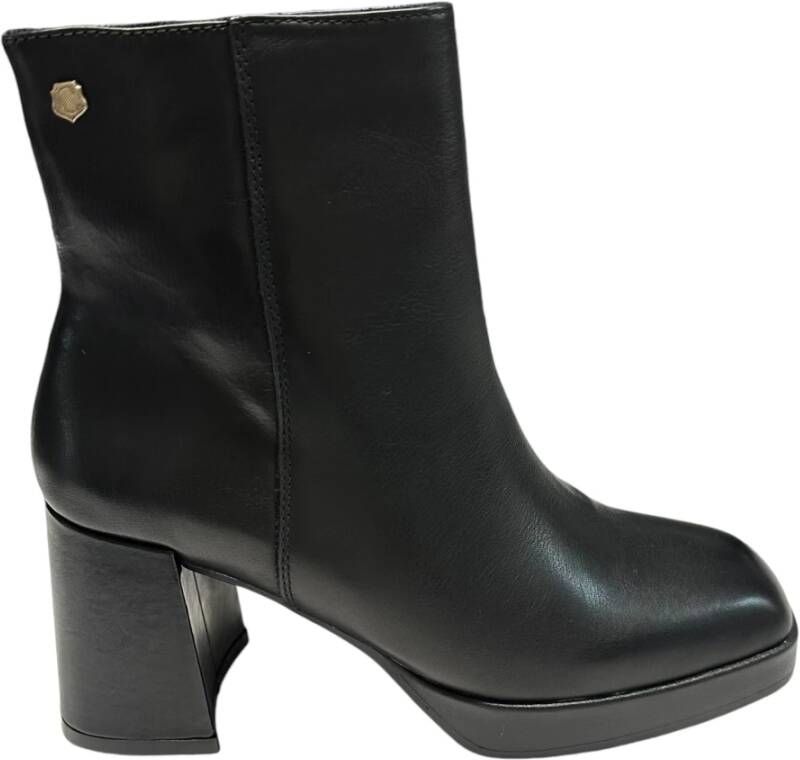 Carmela Leren enkellaarsjes met 9cm hak Black Dames