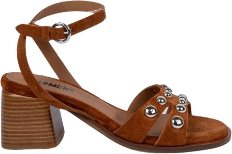 Carmens Athena Leren Sandalen met Studs Brown Dames