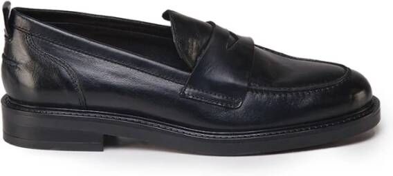 Carmens Zwarte leren loafers met pennyhouder Black Dames