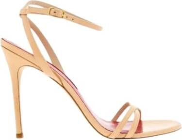 Carolina Herrera Nude Patent Leather Cross Strap Sandal Beige Dames