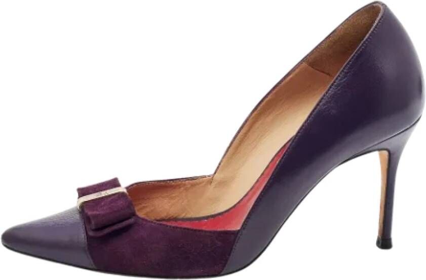 Carolina Herrera Pre-owned Leather heels Purple Dames