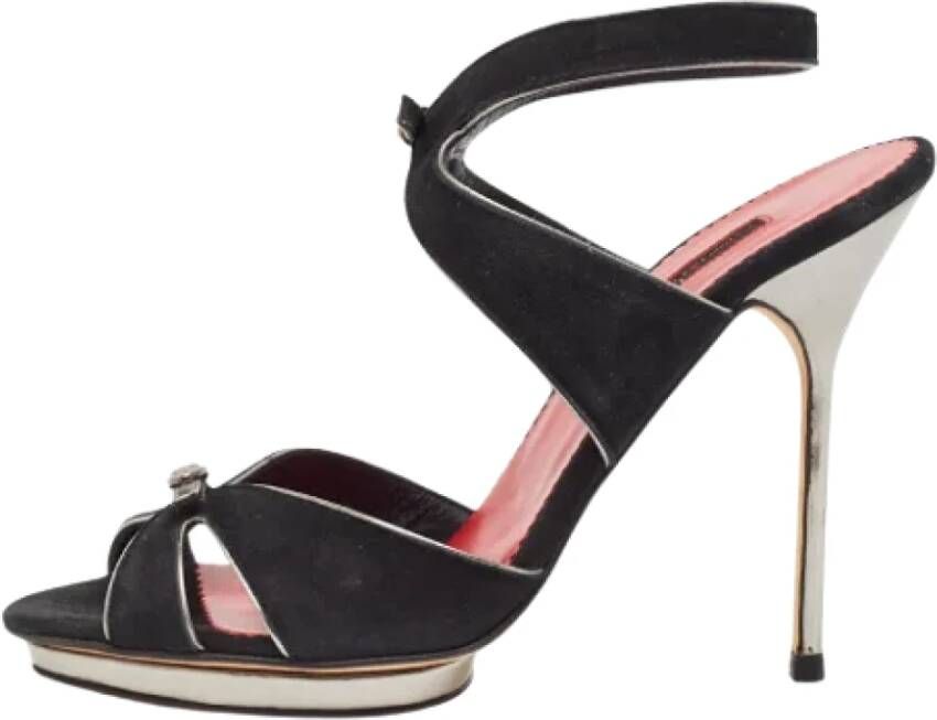 Carolina Herrera Pre-owned Leather sandals Black Dames