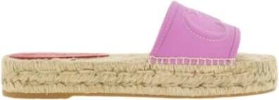 Carolina Herrera Quilted Initials Insignia Leather Espadrilles Pink Dames