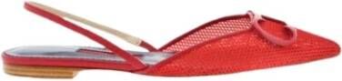 Carolina Herrera Rode Mesh Insignia Platte Schoenen Red Dames