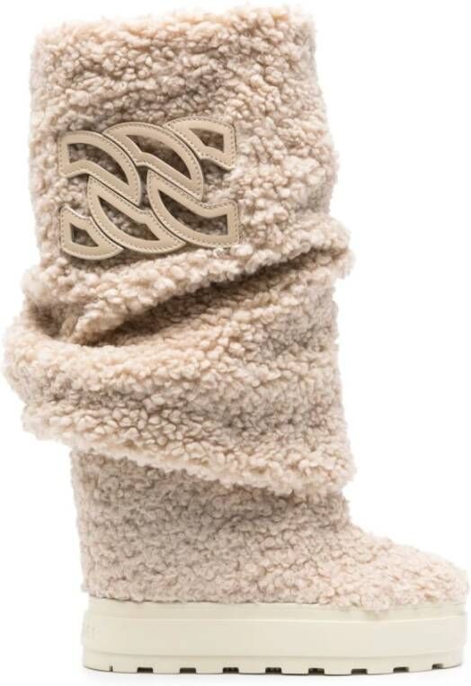 Casadei Beige Laarzen met Plateauhak Beige Dames