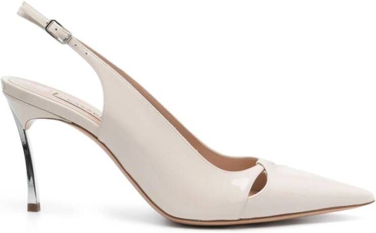 Casadei Beige Slingback Gebeeldhouwde Hak Schoenen Beige Dames