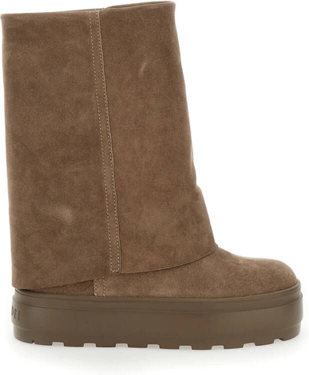 Casadei Beige Suède Laarzen Ronde Neus Beige Dames