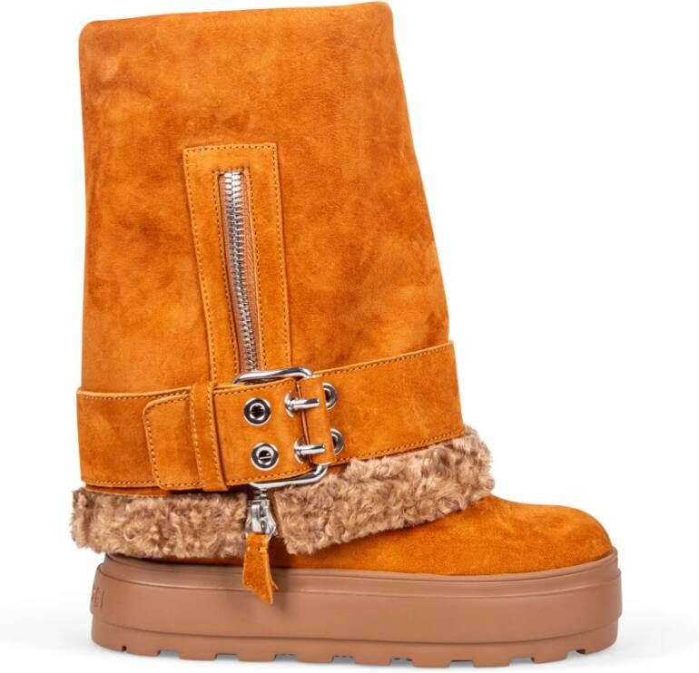 Casadei Bruine Leren Laarzen Brown Dames