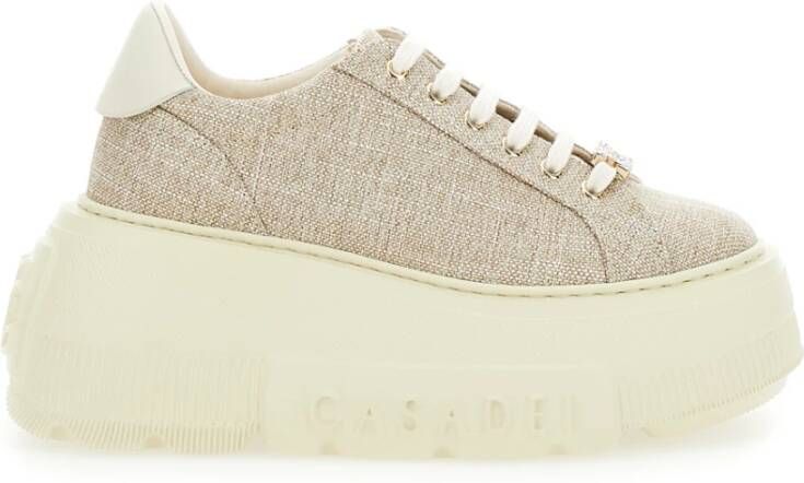 Casadei Chunky Oversize Sole Beige Sneakers Vrouw Beige Dames