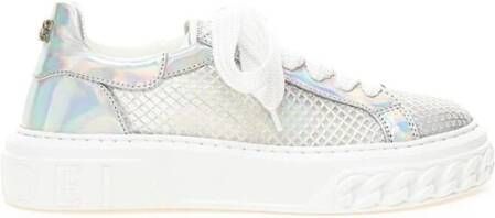 Casadei Eco Leren Sneaker Zilver Design Gray Dames