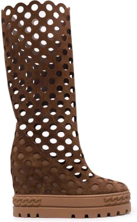 Casadei Elegante Bruine Hoge Hak Lange Laarzen Brown Dames