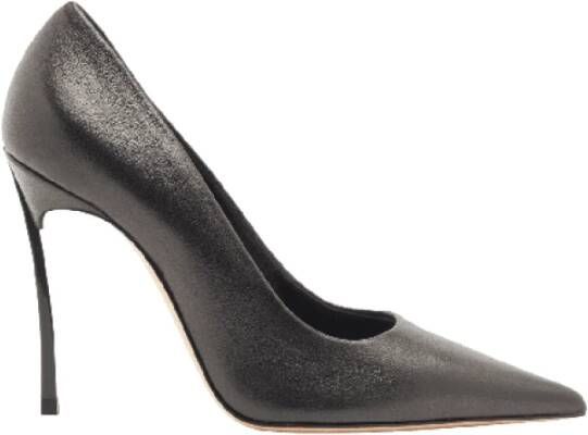 Casadei Gelamineerde leren bladhiel laars Black Dames