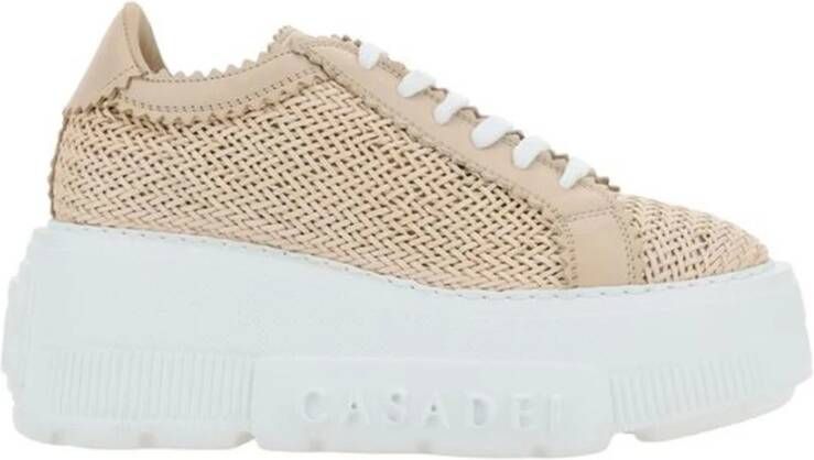 Casadei Gestructureerde vegan leren sneakers met rubberen zool Beige Dames