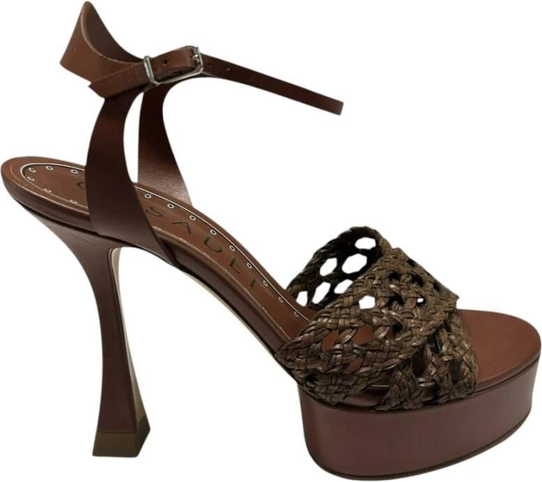 Casadei Gevlochten leren enkelband sandalen Brown Dames