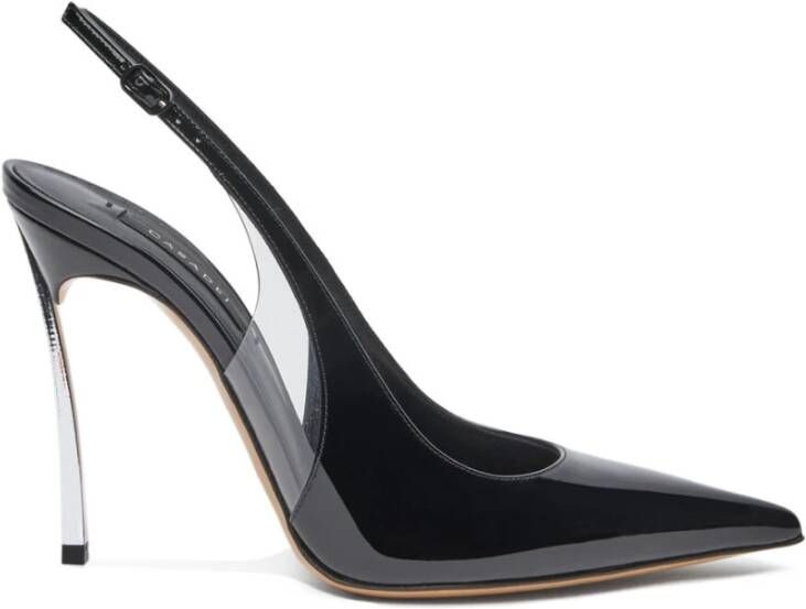 Casadei Glanzende Slingback met Blade Hak Black Dames