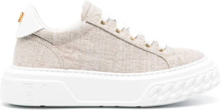 Casadei Goud Wit Lurex Sneaker Beige Dames