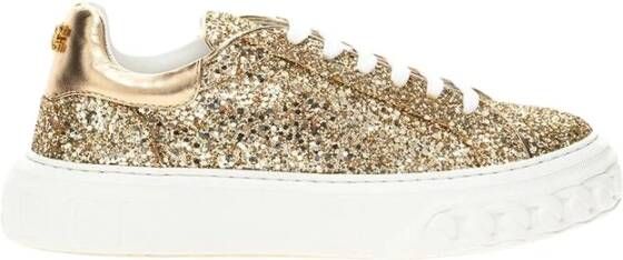 Casadei Gouden Leren Sneakers Vrouwen Yellow Dames