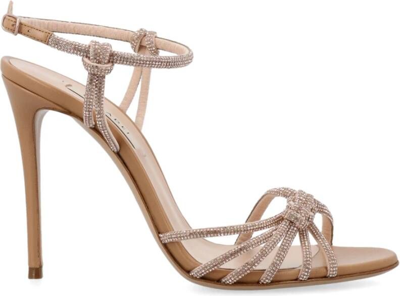 Casadei Julia Sandalen Glitter Enkelband Hakken Beige Dames