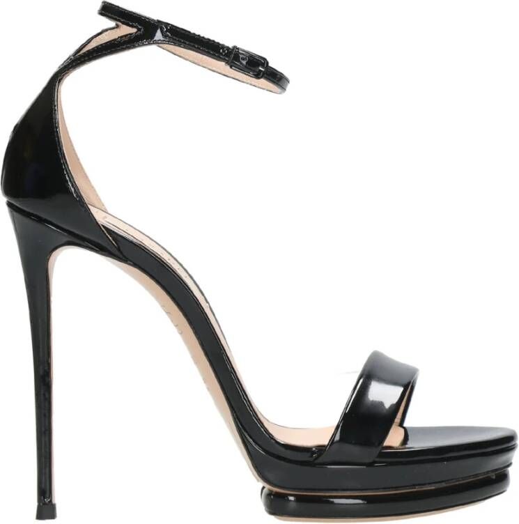 Casadei Julia Zwarte Lakleren Sandalen Black Dames