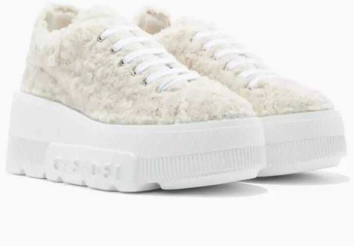 Casadei Platform Sneakers met Faux Fur White Dames