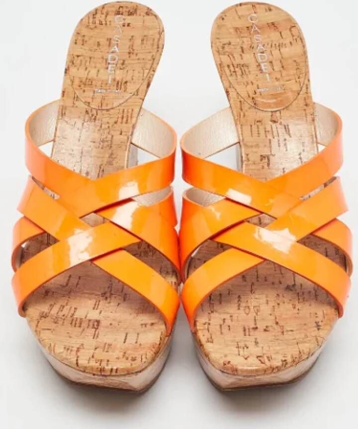 Casadei Pre-owned Fabric sandals Orange Dames