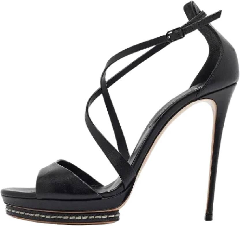 Casadei Pre-owned Leather sandals Black Dames