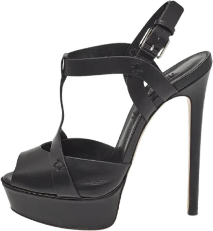 Casadei Pre-owned Leather sandals Black Dames