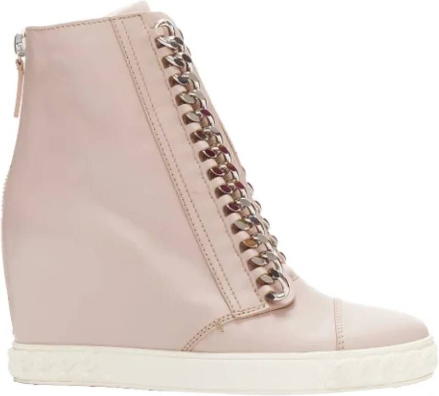 Casadei Pre-owned Leather sneakers Pink Dames