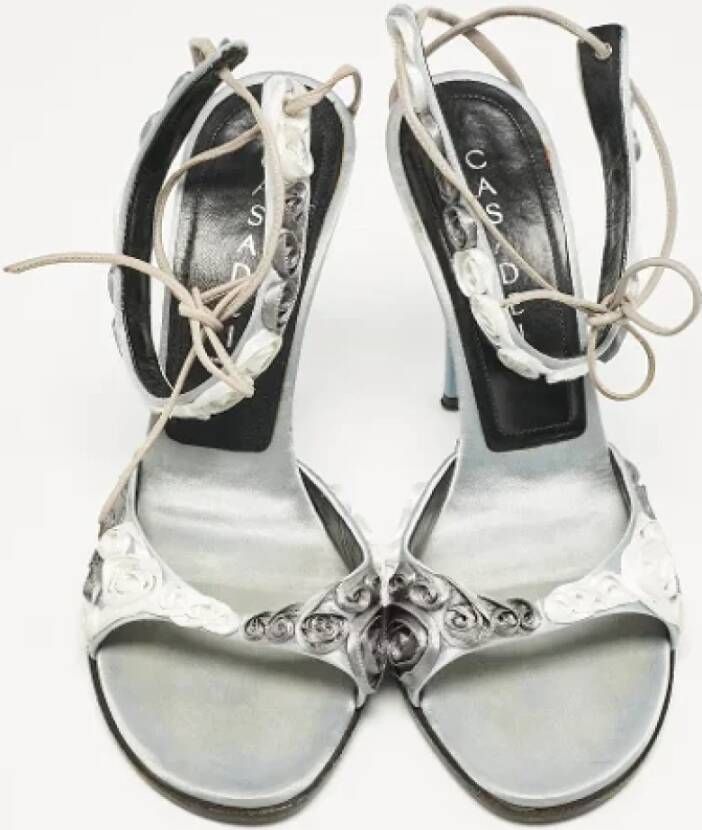 Casadei Pre-owned Satin sandals Gray Dames