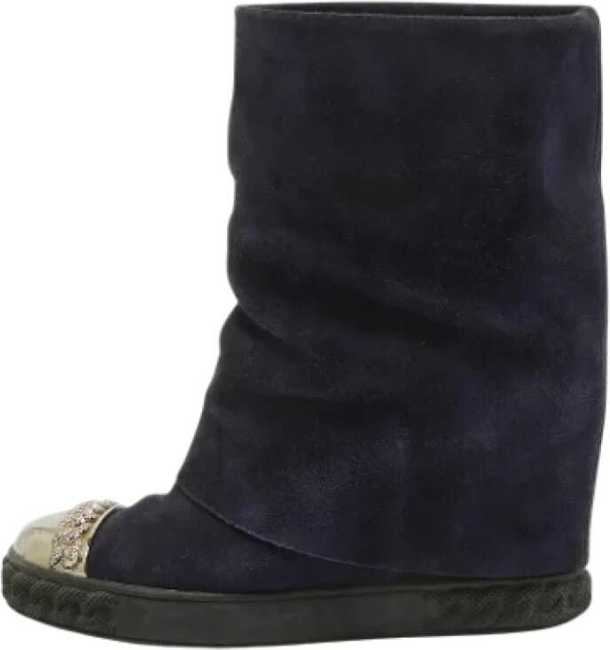 Casadei Pre-owned Suede boots Blue Dames