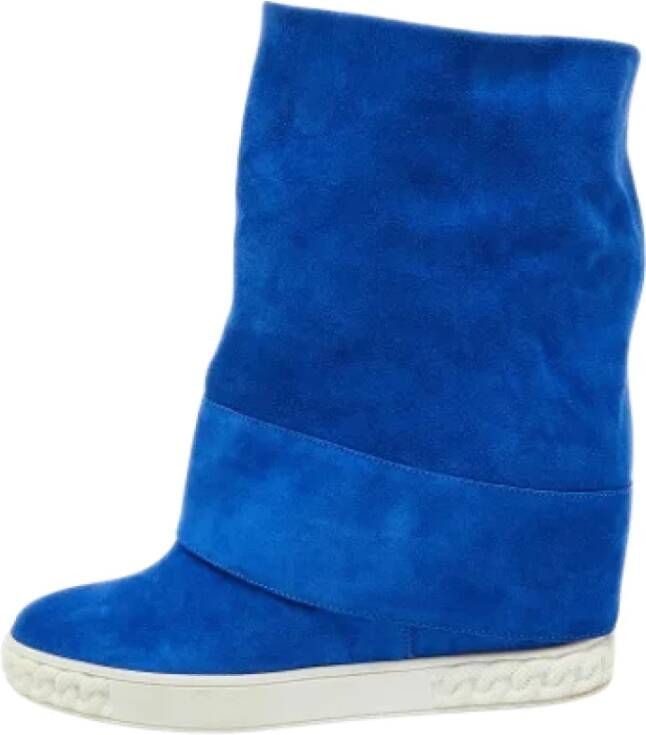 Casadei Pre-owned Suede boots Blue Dames