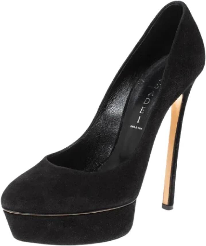 Casadei Pre-owned Suede heels Black Dames