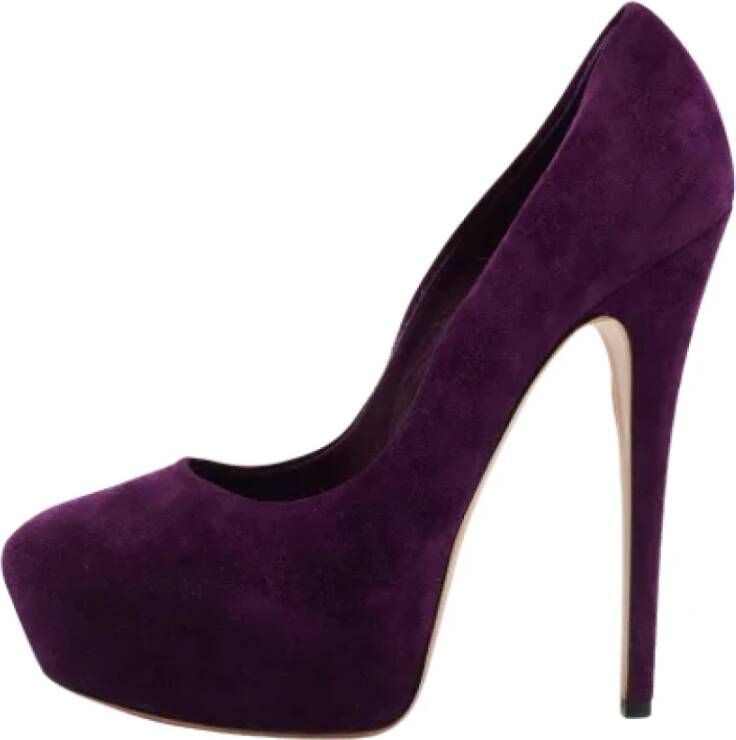 Casadei Pre-owned Suede heels Purple Dames