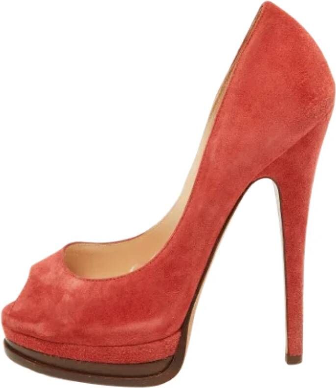 Casadei Pre-owned Suede heels Red Dames