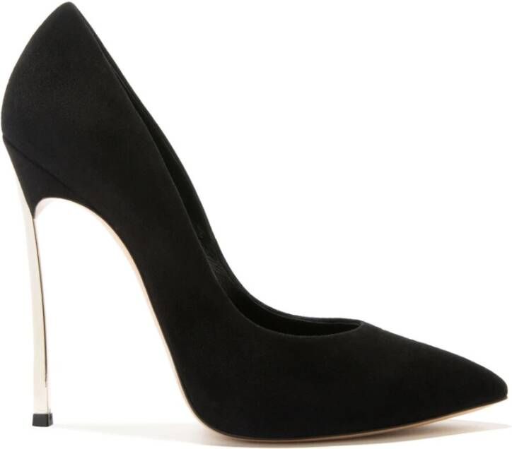 Casadei Luxe Zwarte Suède Hakken Black Dames