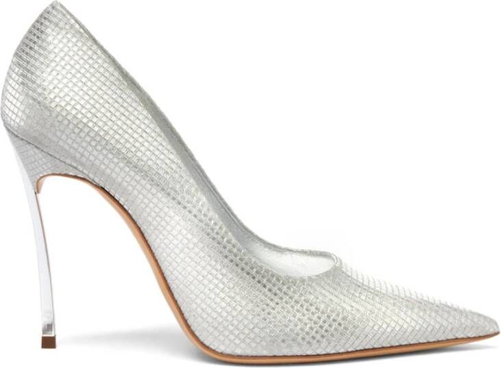 Casadei Schitterende Zilveren Pump met Blade Hak Gray Dames