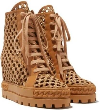 Casadei Stijlvolle Gereticuleerde Sneakers Brown Dames