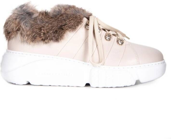 Casadei Stijlvolle Sneakers met Bontdetails Beige Dames