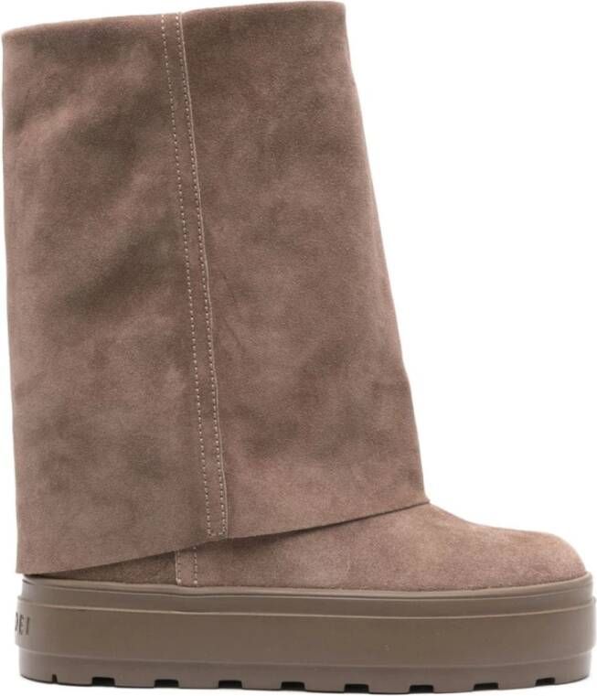 Casadei Taupe Suède Omgeslagen Rand Laarzen Beige Dames