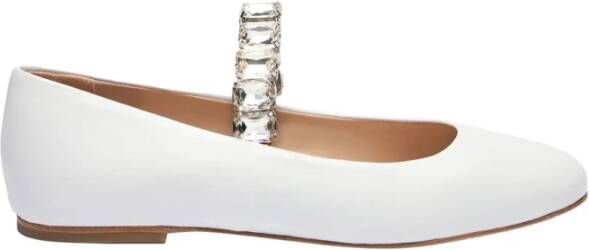 Casadei Witte Kristal Ballet Platte Lederen Vrouw White Dames