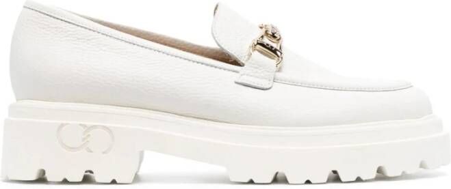 Casadei Witte leren loafers White Dames