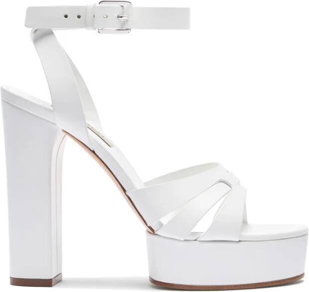 Casadei Witte Leren Plateau Sandaal White Dames