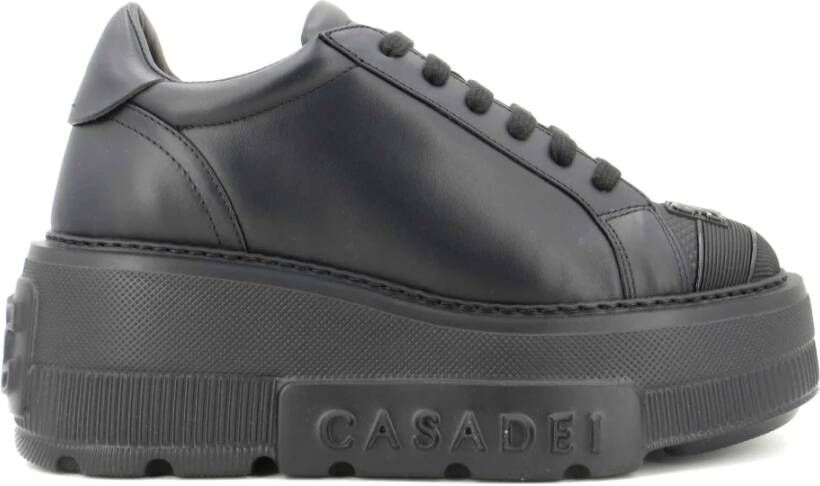 Casadei Witte vegan leren sneakers met 70mm rubberen sleehak Black Dames