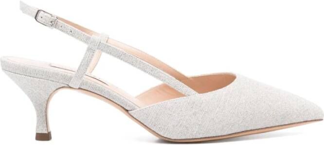 Casadei Zilveren Kitten Heel Slingback Schoenen Gray Dames