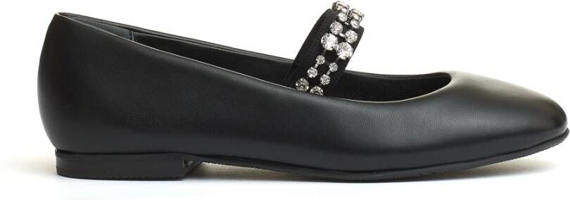 Casadei Zwarte Ballerina Schoenen met Strass Black Dames