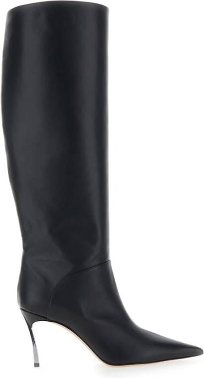 Casadei Zwarte Kniehoge Haklaarzen Black Dames