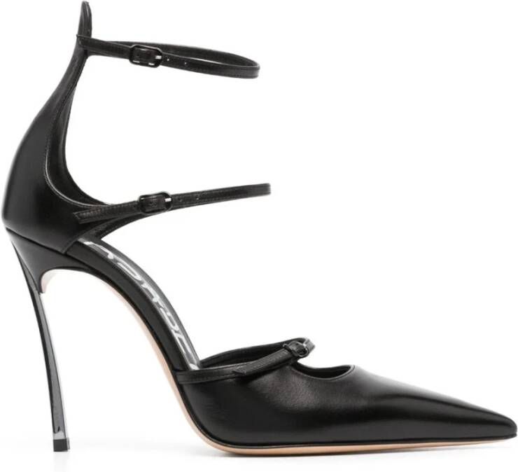 Casadei Zwarte Leren Blade Hak Pumps Zwart Dames