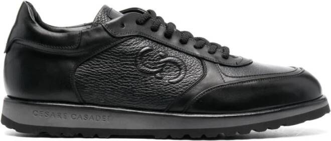 Casadei Zwarte leren casual trainers Black Heren