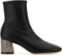 Casadei Zwarte Leren Enkellaarzen 6cm Hak Black Dames - Thumbnail 1